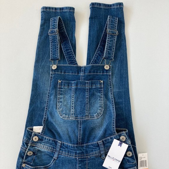 Wallflower Junior's Stretch Denim Bib Overalls NWT - Picture 3 of 6